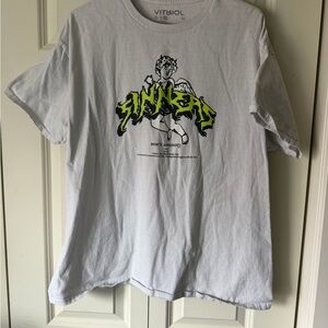 White Graphic Tee with Neon Green Accent